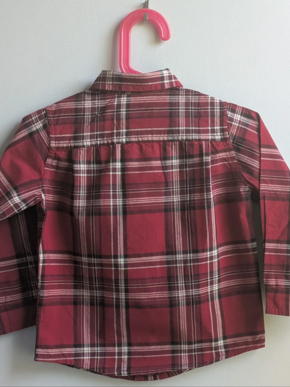 NWT...The Children's Place Red/Black Plaid Button-Up Shirt Size 2T